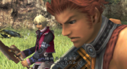 Shulk and Reyn attack the local wildlife